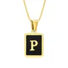 Pendant Necklaces Full Gloss Square Acrylic Letter Chain For Women Stainless Steel Custom Gold Color 26 A-Z Charm