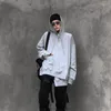 Men's Hoodies Solid Color Hooded Autumn And Winter Plus Velvet Thickening Trend Asymmetric Design Loose Top Tide Brand