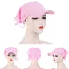 Ball Caps 20 Colors Pre-Tied Sun Visor Turban Brim Slip On Design Women Outdoor Exercise Baseball Hair Loss Hijab Head Scarf