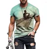 T-shirts pour hommes manches courtes à manches courtes à la mode mâle décontractée Tops 3d Couleur artistique Starry Sky Terre Imprimée T-shirt pour hommes Tee surdimensionné