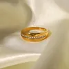 Trouwringen Design gevulde rij heldere cz ring voor vrouwen roestvrij staal kristal vrouwelijk stapelbaar