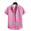 Casual shirts voor heren roze bloemen Hawaiiaanse shirt Men Chemise Homme 2023 Zomer Summer Korte mouw Beach Aloha Button Up man xxl