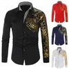 Heren Drail Shirts Men Party Suit 6 kleuren Big Size Mouw Golden Print Business Black Prom Sociaal shirt Luxe