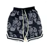 Herren-Shorts, stilvolle Herren-Shorts, dünne Hosen, Cashew-Print, Taschen, dehnbar, bedruckt