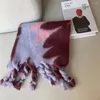 Scarves Colorblock Leaf Print Mohair Scarf Handmade Gradient Cashmere For Women In Winter 189 30cm