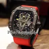 ZY ULTIMO 27-03 MENS ORGHIO Giappone Miyota 8215 Movimento automatico Black NTPT NTPT Fibra di carbonio Skeleton Dialtra Nylon in pelle Red Nylon Super Eternity Orologi Eternity