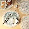 Table Cloth Nordic Style Woven Printing Tassel Meal Pad Thermal Insulation Home Kitchen Decorative Small Round Cover