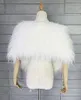 Women's Fur Imitation Beach Wool Long Hair Bridal Shawl Club Faux Bridesmaid Cloak Furry Vest Cape