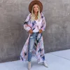 Women's Blouses Marble Print Kimono Purple Chiffon Blouse TieKnot Cappa Casual Daily Summer Coat Beach Coverup TOP Women Lantern Sleeve