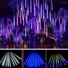 Cordes 8/10 Tubes Météore Douche Pluie Led Lumières Rue Guirlandes Décorations D'arbre De Noël Pour L'extérieur Année Festoon Jardin