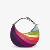 Bolso de media luna Bolsos axilares Bolso de color Patchwork Color Parte inferior de cuero genuino Hardware Letras Correa de hombro ajustable Qual239d