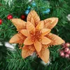 クリスマスの装飾13cmキラキラポインセチア花の花の花の装飾的なクリスマスツリーフラワー装飾品ウェディングパーティースプリングフェスティバルP15F