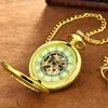 Pocket Watches orkina titta på unisex män och kvinnor mekanisk fob skelett steampunk klocka hänge kedja montre vintage