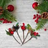 Christmas Decorations Pine Berry Artificial Picks Red Stems Branch Cones Pick Branches Craftswreath Flower Fake Holly Tree Wreaths Floral