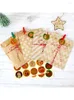 Geschenkwikkeling 24 Sets Kraft Paper Bag Candy Food Packaging Treat Tassen 1-24 Advent Kalender Stickers Kerstfeestvoorraad