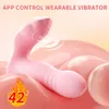 Skönhetsartiklar Teleskopisk Bluetooth -vibrator för kvinnor bärbara trosor Dildo G Spot Stimulator Vaginal Massager värme Porr Sexig leksak