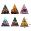 Figurines décoratives améthyste cristal orgonite pyramide générateur d'énergie de guérison chanceux rassembler fortune protection EMF artisanat de méditation 5 cm