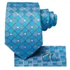 Bow Ties açık mavi ekose ipek düğün kravat erkekler için elkesi koltuk eşyası hediye erkek kravat moda tasarımcısı iş partisi dropshiping hi-tie