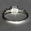Bröllopsringar Fashion Geometric Woman's Silver Color Birthstone Engagement Band Heart Ring Party delikat för gåva
