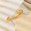 Bangle 2023 Fashion Simple Wheat For Women Stainless Steel 18K Gold Plated Opening Adjustable C Shape Jewelry Gift