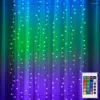 Cordes RVB Guirlande De Noël Rideau De Fenêtre Lumineuse 3X3M Po Toile De Fond Fée Chaîne Pour La Décoration Murale De Fête De Mariage