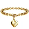 Link Bracelets KOtik 2023 Initial Charm Gold-Color Stainless Steel Heart 26 Letters Alphabet Bracelet For Women Jewelry Gifts