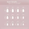 False Nails 24pcs DIYフルカバーラインの長いアーモンドフレンチフェイクの取り外し可能なプレス