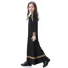 Dziewczyna sukienki muzułmańskie islamskie dziewczyny długie rękawy załoga szyja thobe bolero dzieci dwójki pasującej patchwork długość kostki maxi sukienka abaya