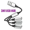 Extens￵es do cubo USB tipo C 4 Porta USB Splitter OTG Adaptador de transfer￪ncia de alta velocidade Conversor port￡til para laptop para PC