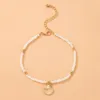 Anklets Bohemian Small Imaitation Pearl Anket Gold Shell Simple Foot Ankel Armband för kvinnor Summer Leg Chain Jewelry