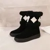 Luxury Paris Snowdrop Flat Ankle Boots Wool Lining Rubber Outsole Casual Suede Street Style Plain Leather Martin Winter Booties Sneakers With Original Box