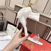 Sandalet Beyaz Kemer Sondaj Yay Ayakkabıları Kadınlar İçin 10 Cm Yaz Peri Rüzgar Noktalı Pembe Yüksek Topuklu Kravat tıknaz topuk Düğün