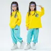 Scene Wear Autumn Kids Clothes LongeeLes Tops Blue Sweatpants Girls Hip Hop Dance Costume Ballroom Practice Boys Jogger BL9305