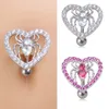 Anelli per ombelico con ragno a forma di cuore 14G per piercing all'ombelico inverso con zirconi in acciaio chirurgico 316L