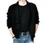 Pulls Slim pour hommes Manteau Cardigan en laine Streetwear Couleur unie Chandails à col montant Hommes Tricots