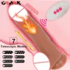 Sk￶nhetsartiklar multifunktion realistiska dildo uppv￤rmda roterande teleskopiska vibrator penis g-spot vagina massage onanatorer sexiga leksaker f￶r kvinnor 18