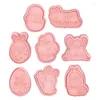 Bakvormen 8pcs Easter Plastic Cookie Cutter Egg Biscuit Mold 3D Cartoon schimmel Cake Tool Decorations 2023