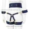 Thierry SM restrições Toys PU Bondage Conjunto incluem algemas de cintura algemas de cintura Legcuffs Cruz Buckle Games Adult Games para mulheres