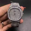 Herren Iced Diamond Armbanduhr Silber Edelstahlgehäuse Uhr Seltsame Modeuhr Diamantarmband Automatik Mechanica278u