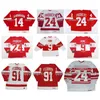 Q888 Vintage CCM Hockey Jerseys 14 Brendan Shanahan 24 Bob Probert 55 Larry Murphy 9 Gordie Howe 91 Sergei Fedorov 20 Redmond Red White Size