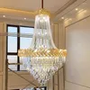 Lampade a sospensione Lampadario di cristallo Modern Big Gold Luxury Apparecchi di illuminazione a LED per soggiorno