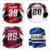 تلبس الهوكي الكلية Nik1 مخصص Ahl Cleveland Lake Erie Monsters 25 Stewart 20 Mackenzie 39 Galiardi Hockey Jerseys Red White Blue Size S Size S-4XL