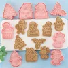 Pişirme Kalıpları 8 PCS Noel Bisküvi Kalıp Santa Snowman Tree Cookie Damgası Basınç Fondan Fondan Aletler Kek Kesici Kalıp