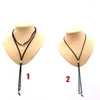 Papillon 10 pz/lotto Western Suede Bolo Tie Collare a Forma di Cuore Corda di Cuoio Unisex Modello Vintage Cowgirl Accessori Da Sposa