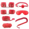 Sexy Produkte Erotikspielzeug für Erwachsene, BDSM-Leder-Bondage-Set, Handschellen, Nippelklemmen, Knebel, Peitsche, Seil für Paare