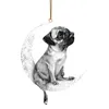 Decorative Figurines Dog Christmas The On Creative Sitting Moon Pendant Decoration Easter Tree Ornaments