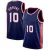 Custom 2022 Jame 1 Harden Jersey Ben 10 Simmons 농구 유니폼 S-XXL Blue White Red Black 자수