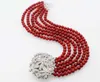 Bangle 6rows Red Coral Round 4mm Bracelet 7.5inch Wholesale Beads FPPJ Nature Zircon Clasp