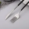 Dinnerware Sets 5Pcs Set Frosted Black Silver Combination Stainless Steel Forks Knives Spoons Tableware Cutlery Drop