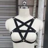 Kostenlose Lieferung. eingesperrter Imbracatura-BH, Knechtschaft, Dessous, schwarz, Gothic, Club, Erotik, Rebellengeschirr, Pentagramm